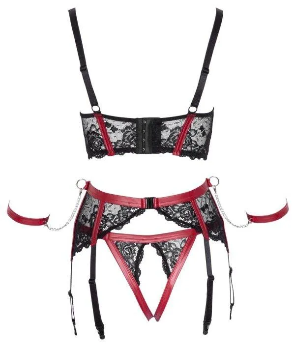 Cottelli BONDAGE Bügel-Hebe Set, schwarz/rot, inkl. Fesseln Schwarz/Rot L Cottelli BONDAGE Bügel-Hebe Set, schwarz/rot, inkl. Fesseln Schwarz/Rot L