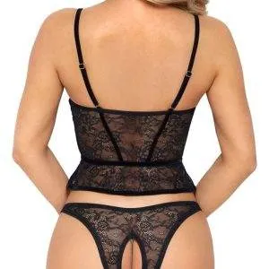 Abierta Fina Longline-Hebe & Slip ouvert - edle Spitze mit Samtdetails 75B/S Abierta Fina Longline-Hebe & Slip ouvert - edle Spitze mit Samtdetails 75B/S – Bild 6