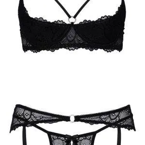 Cottelli LINGERIE Hebe-Set mit Strapsgurt und String ouvert schwarz Größe 85B/L Cottelli LINGERIE Hebe-Set mit Strapsgurt und String ouvert schwarz Größe 85B/L – Bild 7
