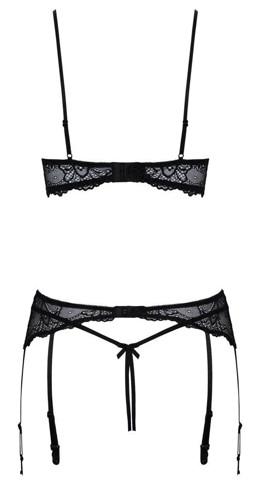 Cottelli LINGERIE Hebe-Set mit Strapsgurt und String ouvert schwarz Größe 85B/L Cottelli LINGERIE Hebe-Set mit Strapsgurt und String ouvert schwarz Größe 85B/L