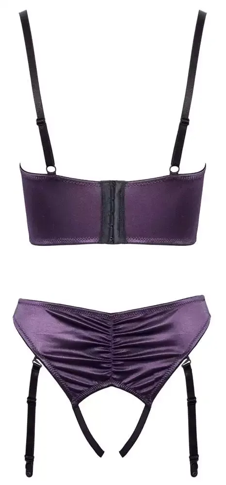 Cottelli LINGERIE Longline-Hebe und Straps-Slip ouvert Set in Dunkellila Cottelli LINGERIE Longline-Hebe und Straps-Slip ouvert Set in Dunkellila
