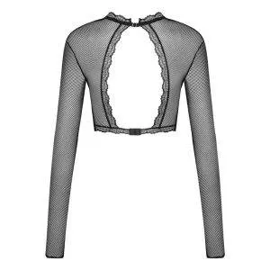 Obsessive Mibelia - Busenfreies Langarm-Top, Stretchnetz & Blütenspitze schwarz XS/S Obsessive Mibelia - Busenfreies Langarm-Top, Stretchnetz & Blütenspitze schwarz XS/S – Bild 6