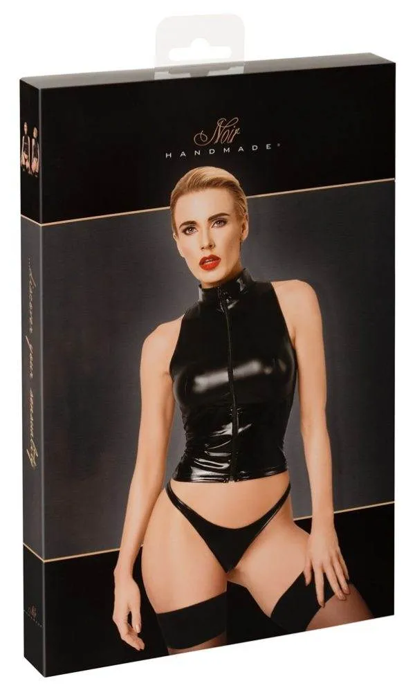 Noir Top Lack Powerwetlook Zip Schwarz Noir Top Lack Powerwetlook Zip Schwarz