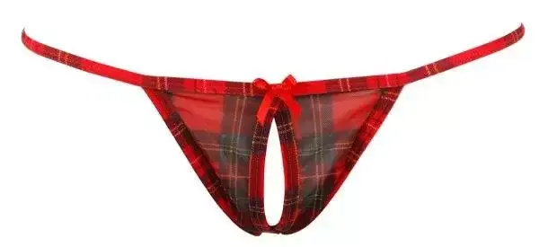 Cottelli LINGERIE - Karo-Set mit ouvert String Rot/Weiß S Cottelli LINGERIE - Karo-Set mit ouvert String Rot/Weiß S