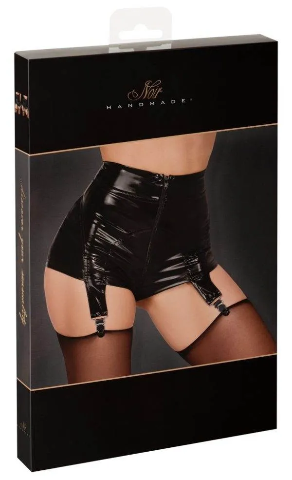 Noir Straps-Slip mit Zip - Schwarz, Powerwetlook, High Waist Noir Straps-Slip mit Zip - Schwarz, Powerwetlook, High Waist