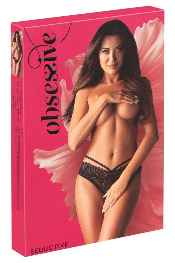 Obsessive Slip ouvert Donarella - Schwarze Transparenz mit Stickerei Obsessive Slip ouvert Donarella - Schwarze Transparenz mit Stickerei