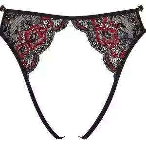 Cottelli LINGERIE Ouvert-Slip, verstellbare Bänder, zweifarbige Spitze Schwarz/Rot S-L Cottelli LINGERIE Ouvert-Slip, verstellbare Bänder, zweifarbige Spitze Schwarz/Rot S-L – Bild 6