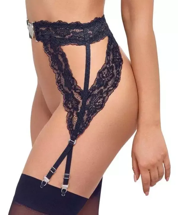 Cottelli LINGERIE Eleganter Schwarzer Spitzen-Strapsgurt
