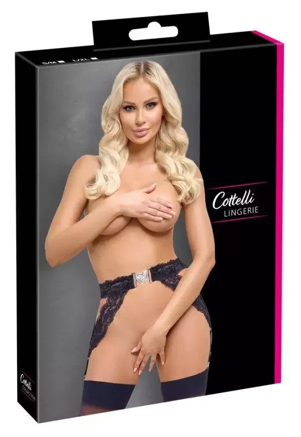 Cottelli LINGERIE Eleganter Schwarzer Spitzen-Strapsgurt