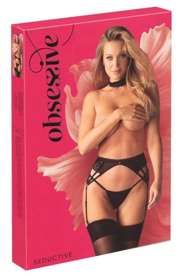 Obsessive Strapsgürtel Donarella - Schwarz, transparent, Stickerei-Einsätze Obsessive Strapsgürtel Donarella - Schwarz, transparent, Stickerei-Einsätze