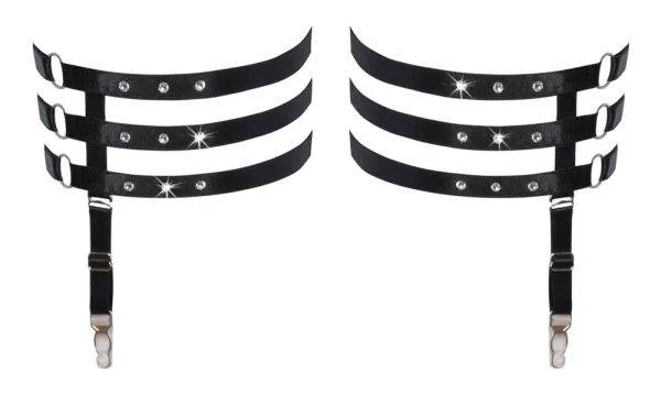 Cottelli ACCESSOIRES Schwarzes Dreifach-Strumpfband mit abnehmbaren Strapsen Cottelli ACCESSOIRES Schwarzes Dreifach-Strumpfband mit abnehmbaren Strapsen