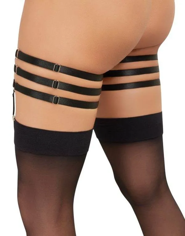 Cottelli ACCESSOIRES Schwarzes Dreifach-Strumpfband mit abnehmbaren Strapsen Cottelli ACCESSOIRES Schwarzes Dreifach-Strumpfband mit abnehmbaren Strapsen
