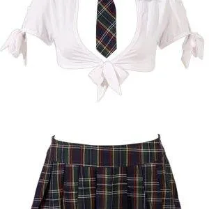 Cottelli COSTUMES Schulmädchen Set - Krawatte, Top, Rock, Slip Weiß/Blau/Grün XL Cottelli COSTUMES Schulmädchen Set - Krawatte, Top, Rock, Slip Weiß/Blau/Grün XL – Bild 6