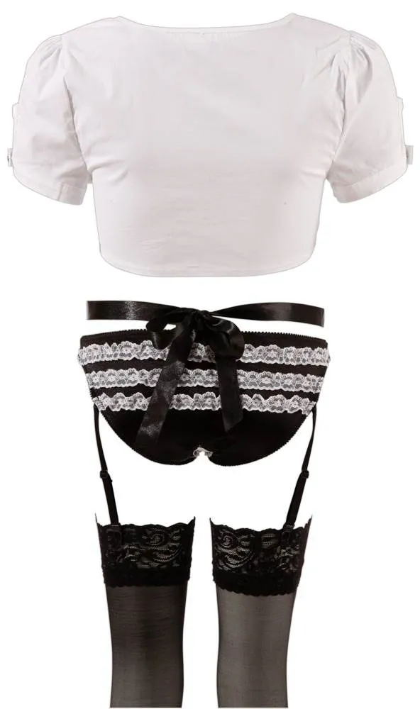 Cottelli COSTUMES Servier Set S - Komplettes Outfit für heiße Rollenspiele Schwarz/Weiß S Cottelli COSTUMES Servier Set S - Komplettes Outfit für heiße Rollenspiele Schwarz/Weiß S