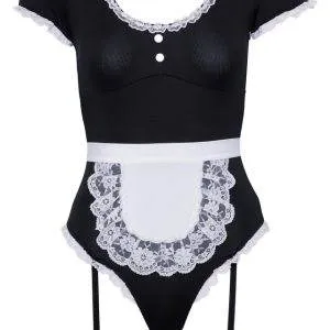 Cottelli COSTUMES Servierbody inkl. Schürze Schwarz/Weiß S Cottelli COSTUMES Servierbody inkl. Schürze Schwarz/Weiß S – Bild 6