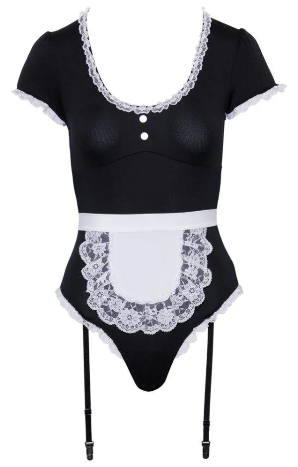Cottelli COSTUMES Servierbody inkl. Schürze Schwarz/Weiß S Cottelli COSTUMES Servierbody inkl. Schürze Schwarz/Weiß S