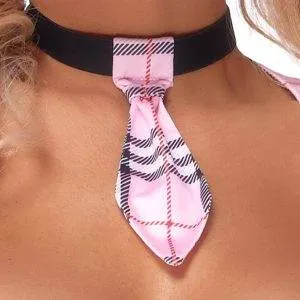 Cottelli COSTUMES Schulmädchen Kostüm - Karo-Look, Langarm-Body & Krawatten-Halsband Weiß/Rosa/Schwarz Größe L Cottelli COSTUMES Schulmädchen Kostüm - Karo-Look, Langarm-Body & Krawatten-Halsband Weiß/Rosa/Schwarz Größe L – Bild 7