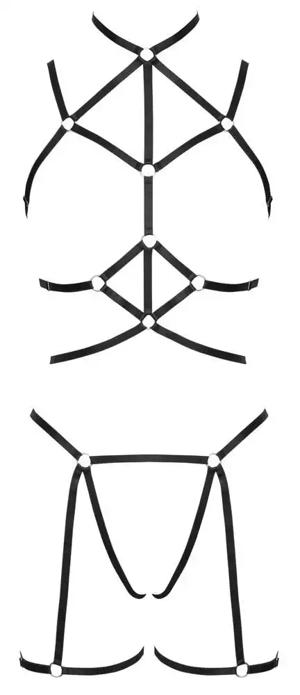 Cottelli LINGERIE Bondage-Style Harness-Set, Schwarz Cottelli LINGERIE Bondage-Style Harness-Set, Schwarz