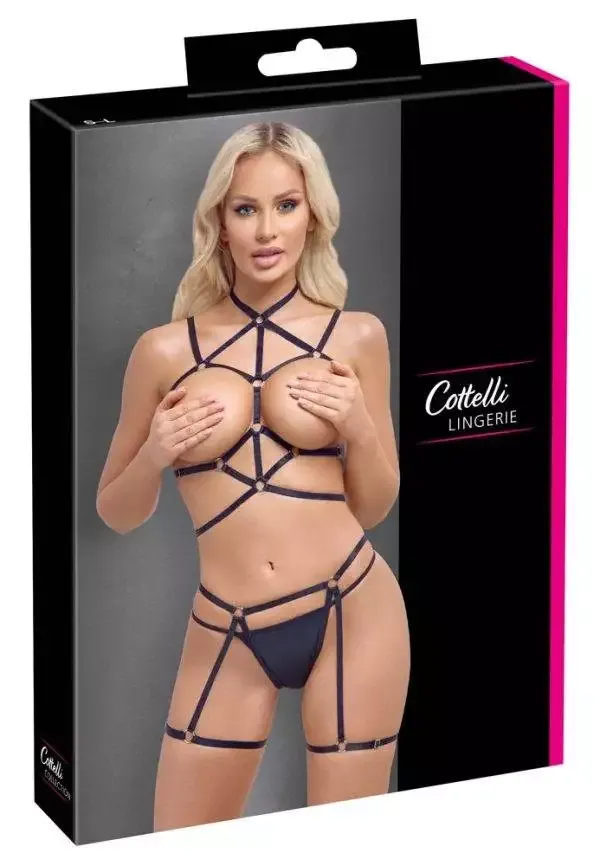 Cottelli LINGERIE Bondage-Style Harness-Set, Schwarz