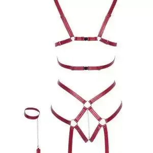 Bad Kitty Bondage Body - Exklusiver Einteiler mit Strapsen und Handfesseln dunkelrot S/M Bad Kitty Bondage Body - Exklusiver Einteiler mit Strapsen und Handfesseln dunkelrot S/M – Bild 7