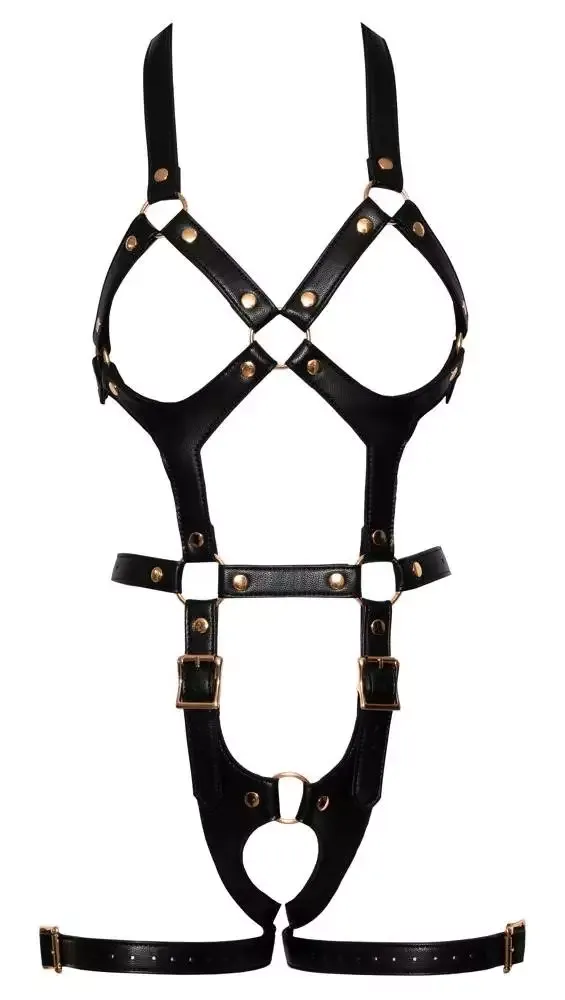 Bad Kitty Harness - Stilvoller Einteiler in Lederoptik Schwarz/Rosegold S/M Bad Kitty Harness - Stilvoller Einteiler in Lederoptik Schwarz/Rosegold S/M