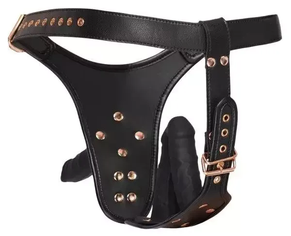 Bad Kitty Strap-On-String mit 3 Naturdildos - Verwöhnen und Verwöhnt-werden! Schwarz/Rosegold L/XL Bad Kitty Strap-On-String mit 3 Naturdildos - Verwöhnen und Verwöhnt-werden! Schwarz/Rosegold L/XL