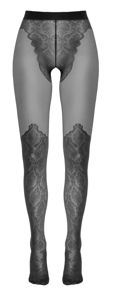 Cottelli LEGWEAR - Spitzenoptik Overknee Strumpfhose ouvert schwarz 5 Cottelli LEGWEAR - Spitzenoptik Overknee Strumpfhose ouvert schwarz 5