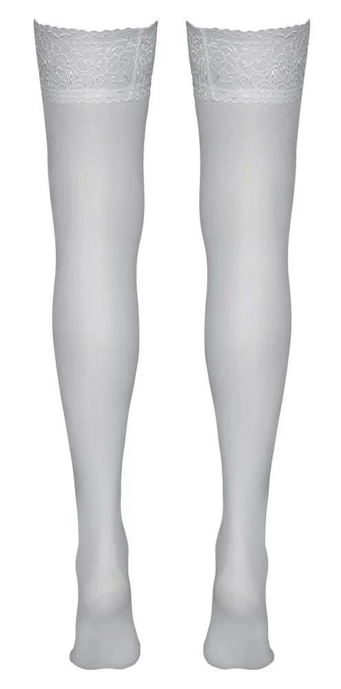Cottelli LEGWEAR - Spitzenweiße halterlose Strümpfe (17 den) mit rutschfestem Silikonband XS Cottelli LEGWEAR - Spitzenweiße halterlose Strümpfe (17 den) mit rutschfestem Silikonband XS