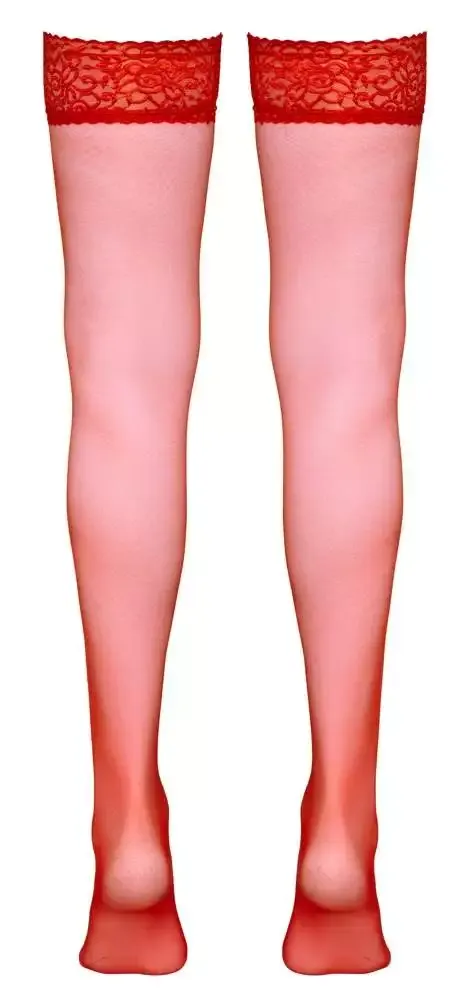 Cottelli LEGWEAR - Rote Spitzen-Halterlose, 17 den S Cottelli LEGWEAR - Rote Spitzen-Halterlose, 17 den S