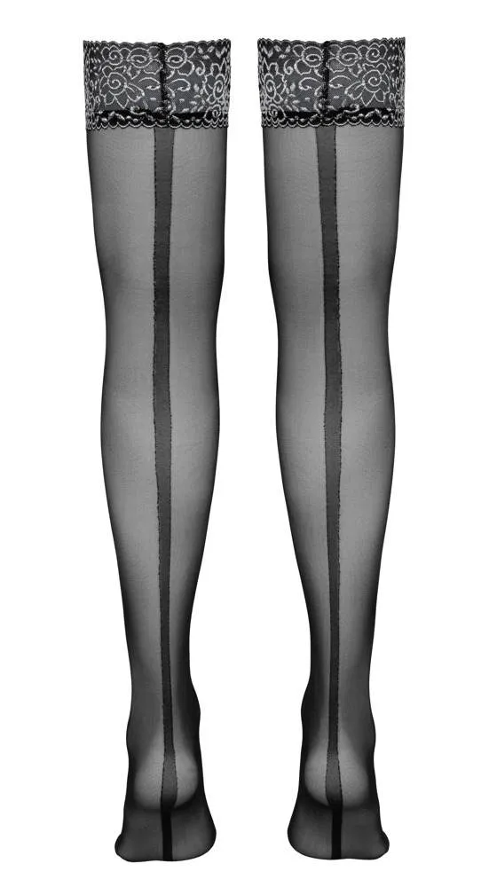 Cottelli LEGWEAR - Silber-Spitze & Ziernaht - Streckt optisch die Beine Schwarz/Silber S Cottelli LEGWEAR - Silber-Spitze & Ziernaht - Streckt optisch die Beine Schwarz/Silber S