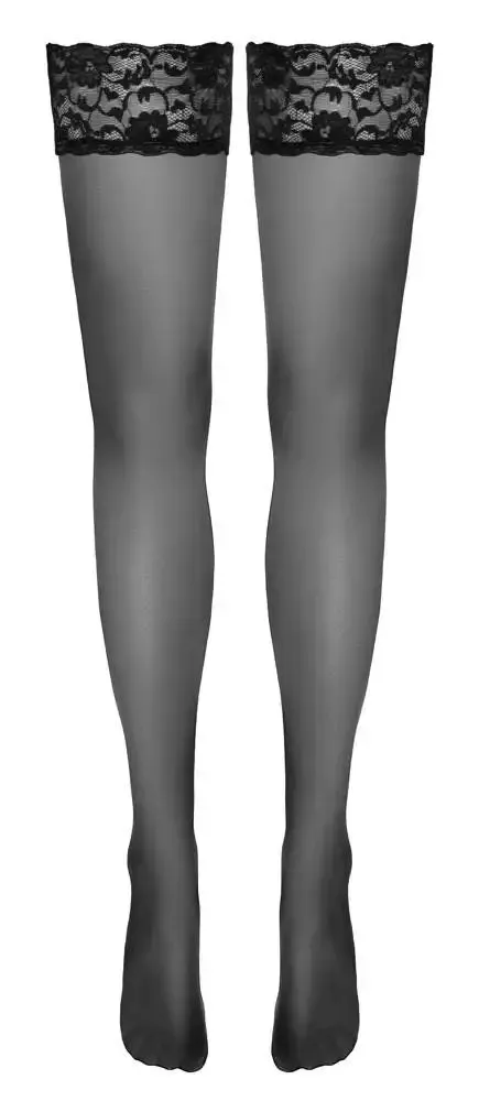 Cottelli LEGWARE Halterlose Strümpfe mit Spitzenabschluss - Schwarz, 20 DEN Cottelli LEGWARE Halterlose Strümpfe mit Spitzenabschluss - Schwarz, 20 DEN