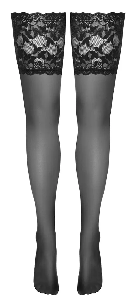Cottelli LEGWEAR - Halterlose Strümpfe, 0 den, haut, 9 cm Spitzen-Abschluss schwarz 1 Cottelli LEGWEAR - Halterlose Strümpfe, 0 den, haut, 9 cm Spitzen-Abschluss schwarz 1
