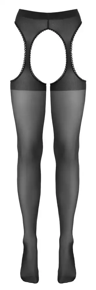 Cottelli LEGWEAR - Schwarze Straps-Strumpfhose mit Ziernaht und Cut-outs schwarz Größe 5 Cottelli LEGWEAR - Schwarze Straps-Strumpfhose mit Ziernaht und Cut-outs schwarz Größe 5