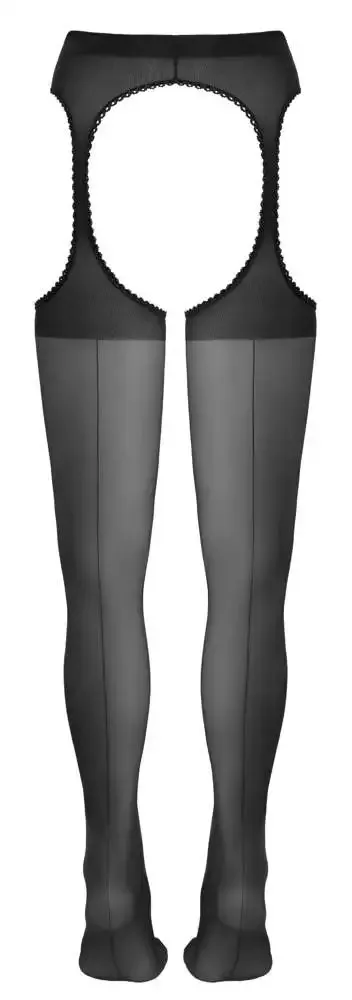 Cottelli LEGWEAR - Schwarze Straps-Strumpfhose mit Ziernaht und Cut-outs schwarz Größe 5 Cottelli LEGWEAR - Schwarze Straps-Strumpfhose mit Ziernaht und Cut-outs schwarz Größe 5