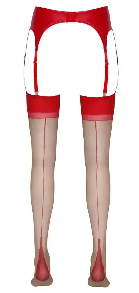 Cottelli LEGWEAR - Elegante Straps-Strümpfe Hautfarben hell/Rot 4 Cottelli LEGWEAR - Elegante Straps-Strümpfe Hautfarben hell/Rot 4