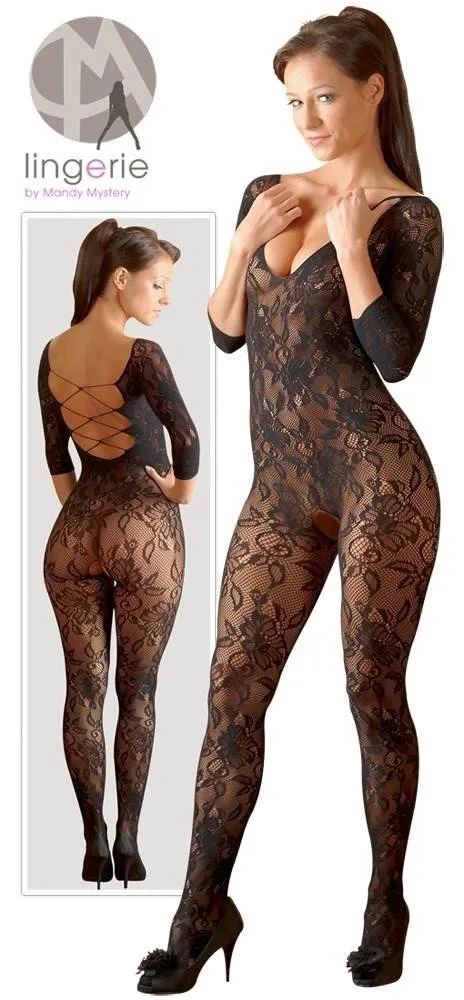NO:XQSE Catsuit - Verführung pur! In Blütenspitze-Optik, 3/4-Arm, langem Bein und Fuß. Ouvert im Schritt. S-L NO:XQSE Catsuit - Verführung pur! In Blütenspitze-Optik, 3/4-Arm, langem Bein und Fuß. Ouvert im Schritt. S-L