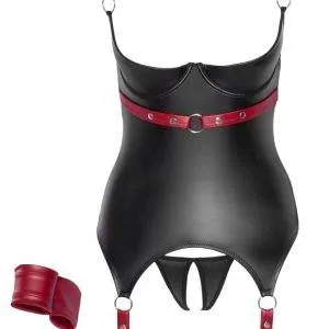 Cottelli BONDAGE Ouvert-Set - Strapshemd & String Schwarz/Rot S Cottelli BONDAGE Ouvert-Set - Strapshemd & String Schwarz/Rot S – Bild 6