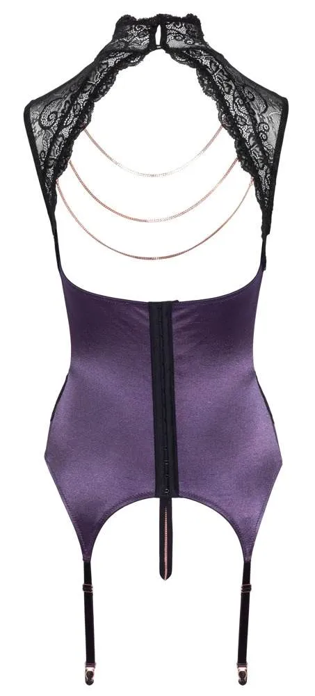 Abierta Fina Strapshemd violett, busenfrei, String ouvert Violett/Schwarz M Abierta Fina Strapshemd violett, busenfrei, String ouvert Violett/Schwarz M