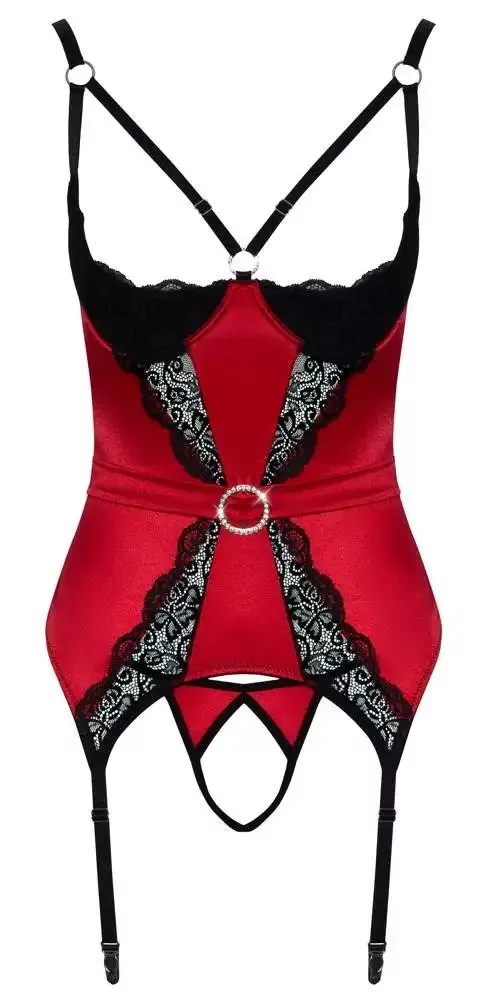 Cottelli LINGERIE Strapshemd rot - busenfrei & String ouvert Rot/Schwarz Größe M Cottelli LINGERIE Strapshemd rot - busenfrei & String ouvert Rot/Schwarz Größe M