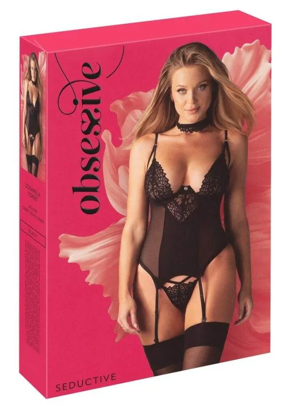 Obsessive Donarella 3-teiliges Dessous-Set, Größe S/M, Schwarz Obsessive Donarella 3-teiliges Dessous-Set, Größe S/M, Schwarz