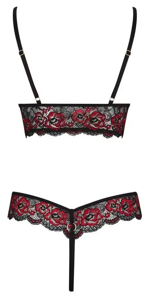 Cottelli LINGERIE - Spitzen Body ouvert Schwarz/Rot S/M Cottelli LINGERIE - Spitzen Body ouvert Schwarz/Rot S/M