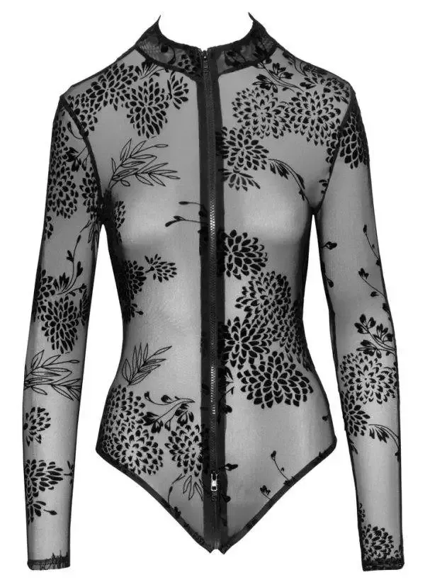 Noir Powernet-Body mit Blütenprint L Noir Powernet-Body mit Blütenprint L