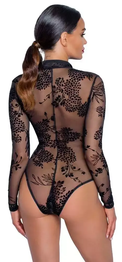 Noir Powernet-Body mit Blütenprint L Noir Powernet-Body mit Blütenprint L