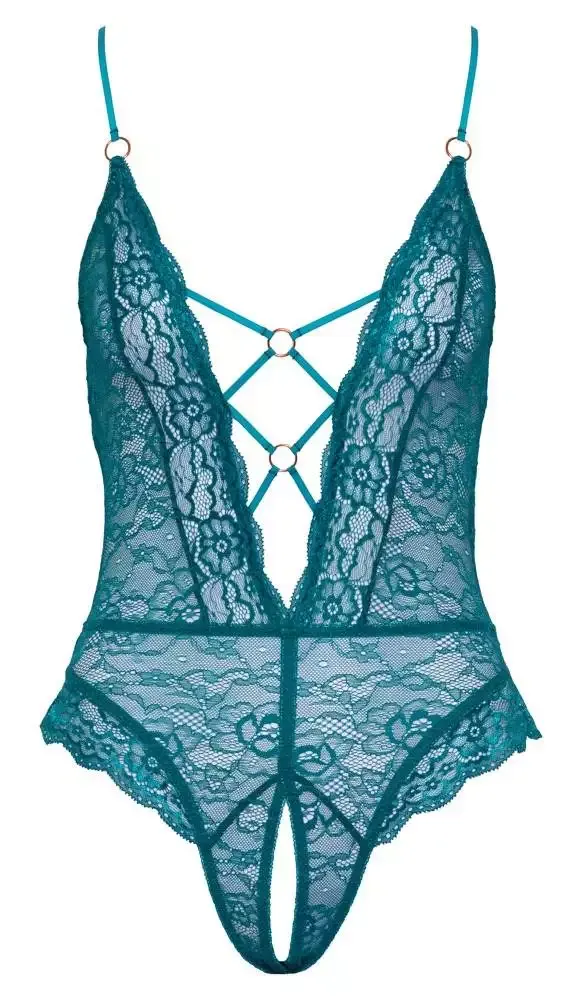Cottelli LINGERIE Body ouvert - sinnlicher Style in petrolfarbener Spitze petrol XL Cottelli LINGERIE Body ouvert - sinnlicher Style in petrolfarbener Spitze petrol XL
