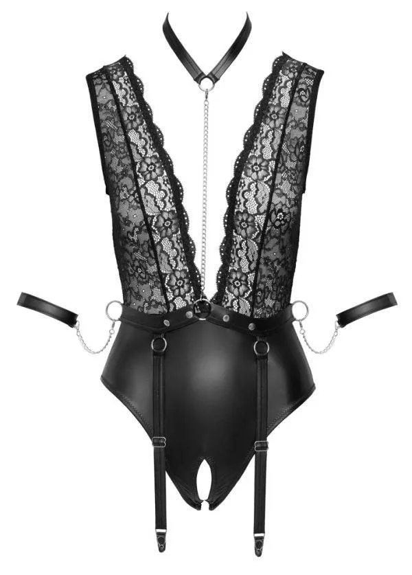 Cottelli BONDAGE - Strapsbody ouvert mit Spitze S Cottelli BONDAGE - Strapsbody ouvert mit Spitze S