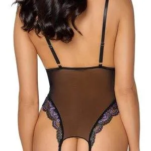 Cottelli LINGERIE Body Spitze - Verführerischer Body ouvert mit Blütenspitze Schwarz/Lila S Cottelli LINGERIE Body Spitze - Verführerischer Body ouvert mit Blütenspitze Schwarz/Lila S – Bild 6