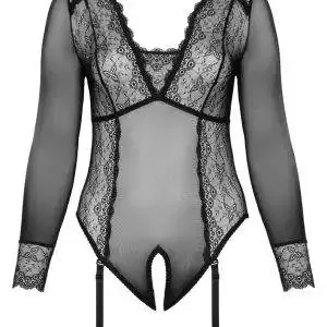 Cottelli CURVES Body Spitze - Sexy transparenter Langarm-Body schwarz Größe 2XL Cottelli CURVES Body Spitze - Sexy transparenter Langarm-Body schwarz Größe 2XL – Bild 6