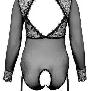 Cottelli CURVES Body Spitze - Sexy transparenter Langarm-Body schwarz Größe 2XL Cottelli CURVES Body Spitze - Sexy transparenter Langarm-Body schwarz Größe 2XL – Bild 7