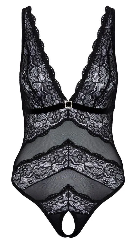 Cottelli LINGERIE - Sinnlicher Riobody ouvert mit Spitze schwarz Größe S Cottelli LINGERIE - Sinnlicher Riobody ouvert mit Spitze schwarz Größe S