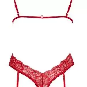 Kissable Verführerischer Spitzen-Straps-Body in Rot mit Goldakzenten, Größe S/M Kissable Verführerischer Spitzen-Straps-Body in Rot mit Goldakzenten, Größe S/M – Bild 7